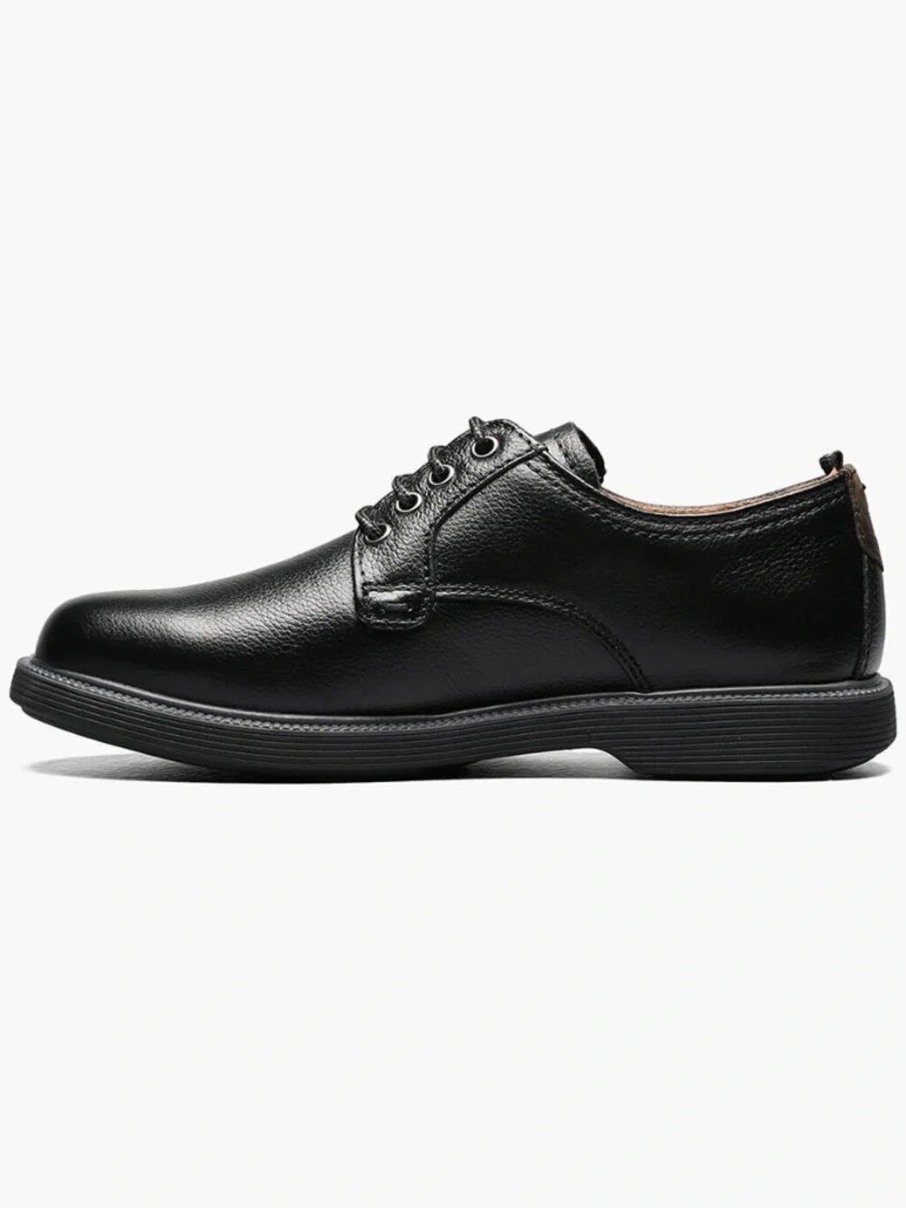 Boys Florsheim Supacush Jr. Plain Toe Oxford in Black Leather. 16630 007